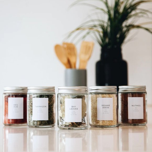 🆕 146 MINIMALIST SPICE JAR LABELS SET - Waterproof Labels ~ White w/ Black Font - Picture 10 of 13